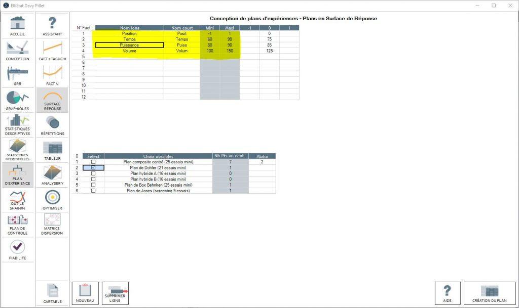 Plan en surface de réponse2
